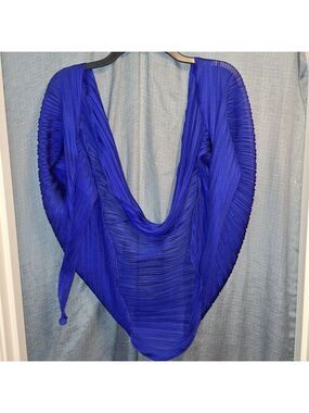 Royal Blue Sheer Pleated Shrug Women's